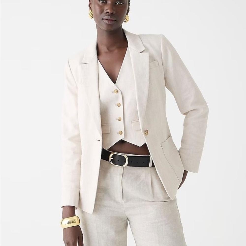 J. Crew Women's Helena Tan Linen Blazer